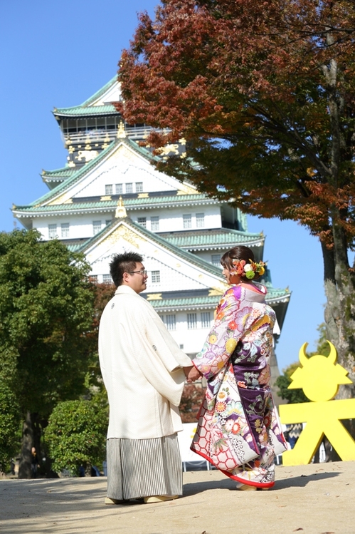 人気の「フォトウェディング」 大阪城でのロケーション前撮りフォト